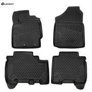 Коврики 3D в салон TOYOTA Ractis, 2010-2016, хэтчбек, правый руль, 4шт. комплект, полиуретан, черный